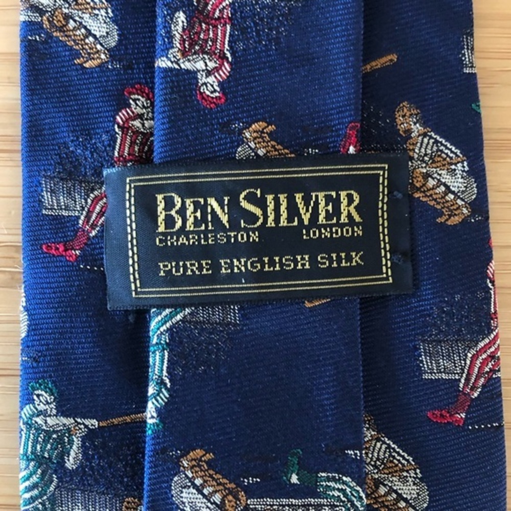 Ben Silver Silk Tie ATTENTION BASEBALL LOVERS!